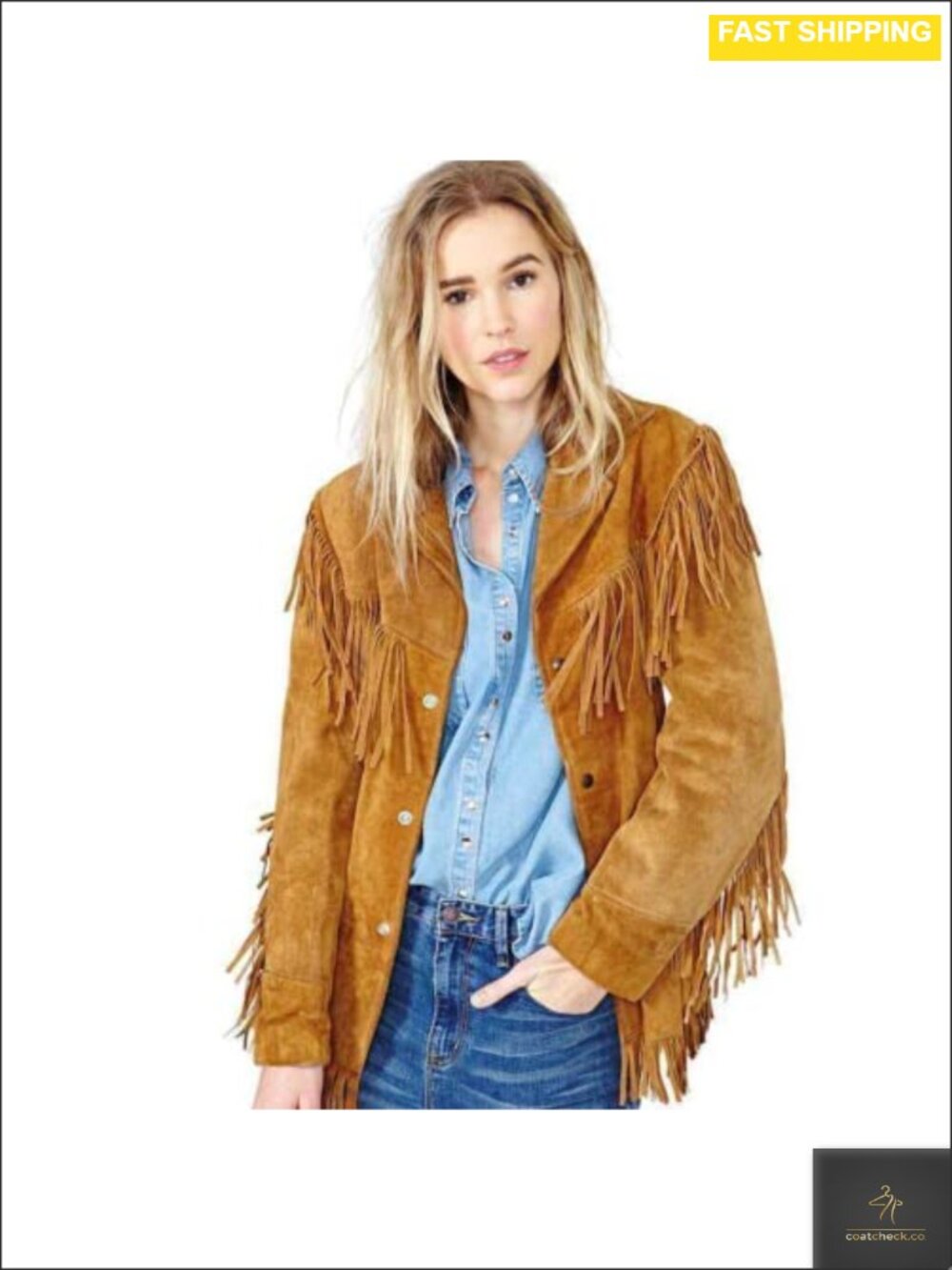 Genuine Suede Leather Jacket Women Fringe Western Cowgirl Cowlady Tassels